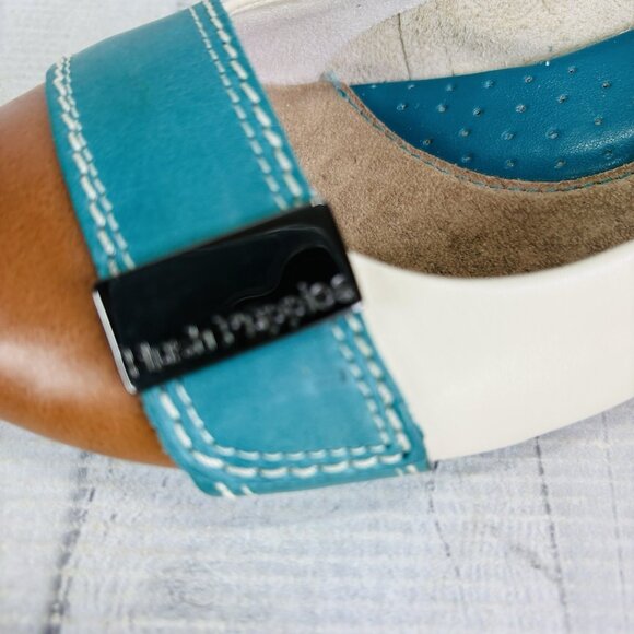 Hush Puppies CANDID Multicolored Leather Slip On Low Wedge Heel Shoes Sz 7.5 W - Picture 13 of 16